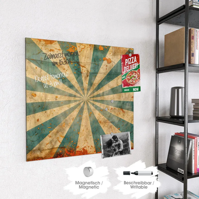 Magnettafel - Retro Sonnenstrahlen