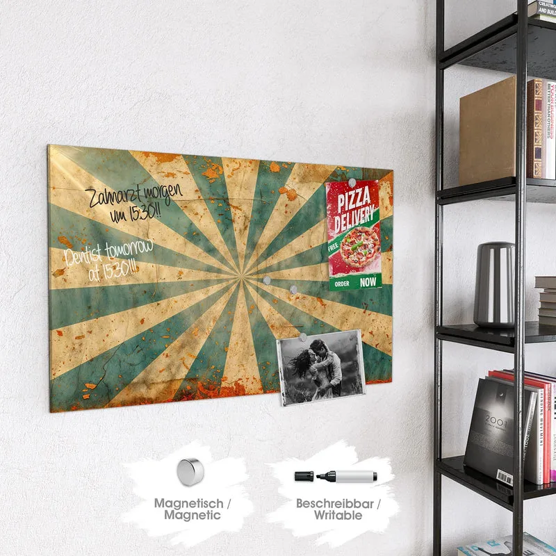 Magnettafel - Retro Sonnenstrahlen