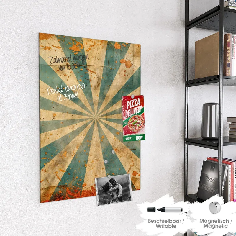Magnettafel - Retro Sonnenstrahlen