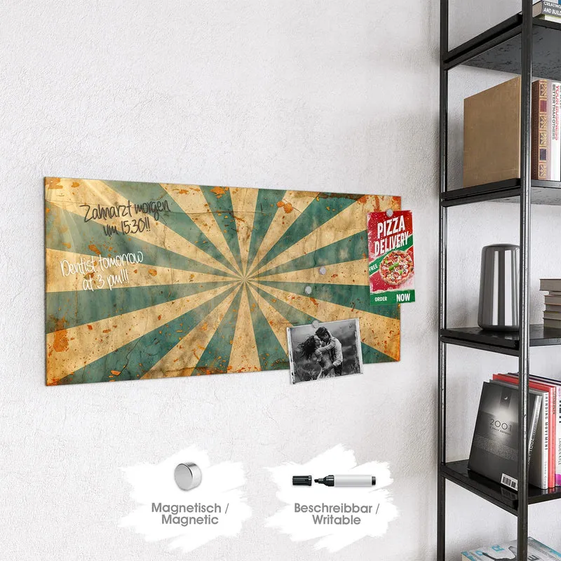 Magnettafel - Retro Sonnenstrahlen