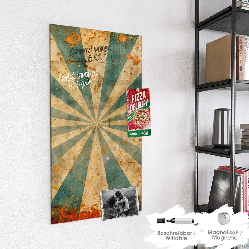 Magnettafel - Retro Sonnenstrahlen