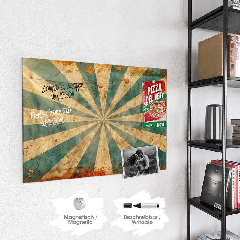 Magnettafel - Retro Sonnenstrahlen