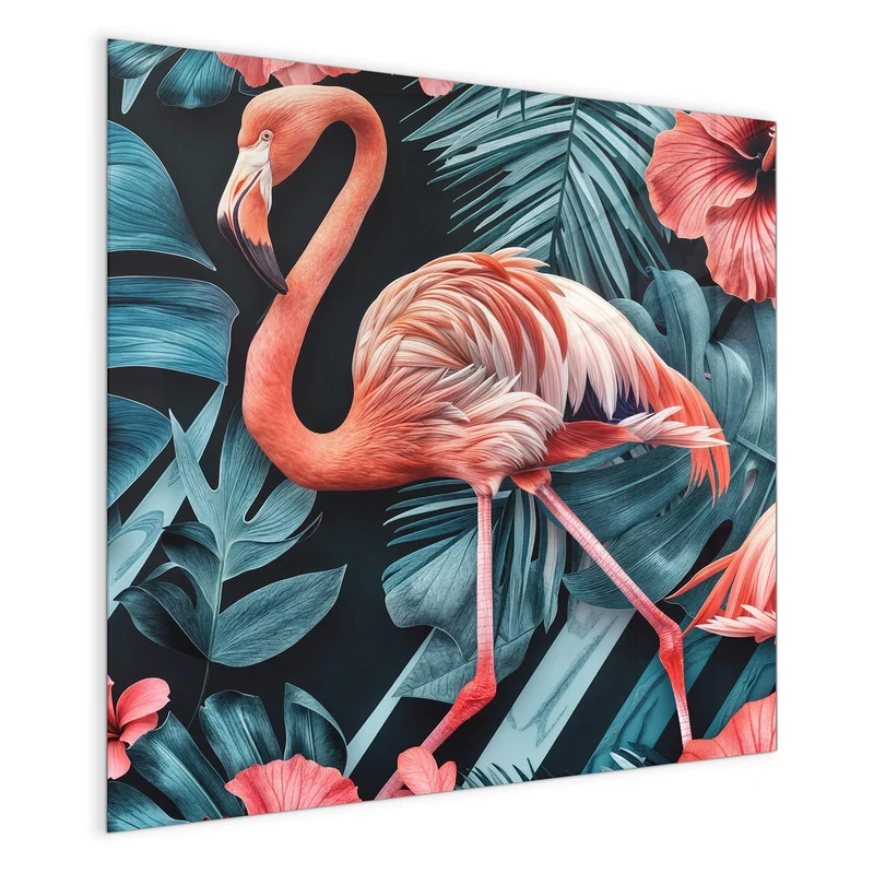 Magnettafel - Flamingo und Hibiskus