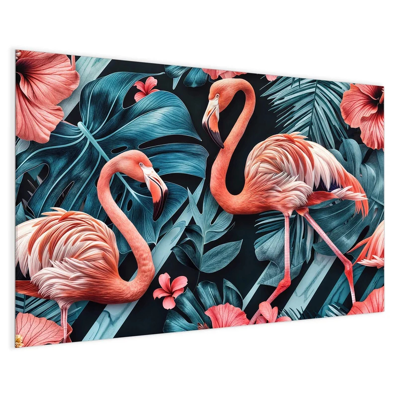 Magnettafel - Flamingo und Hibiskus
