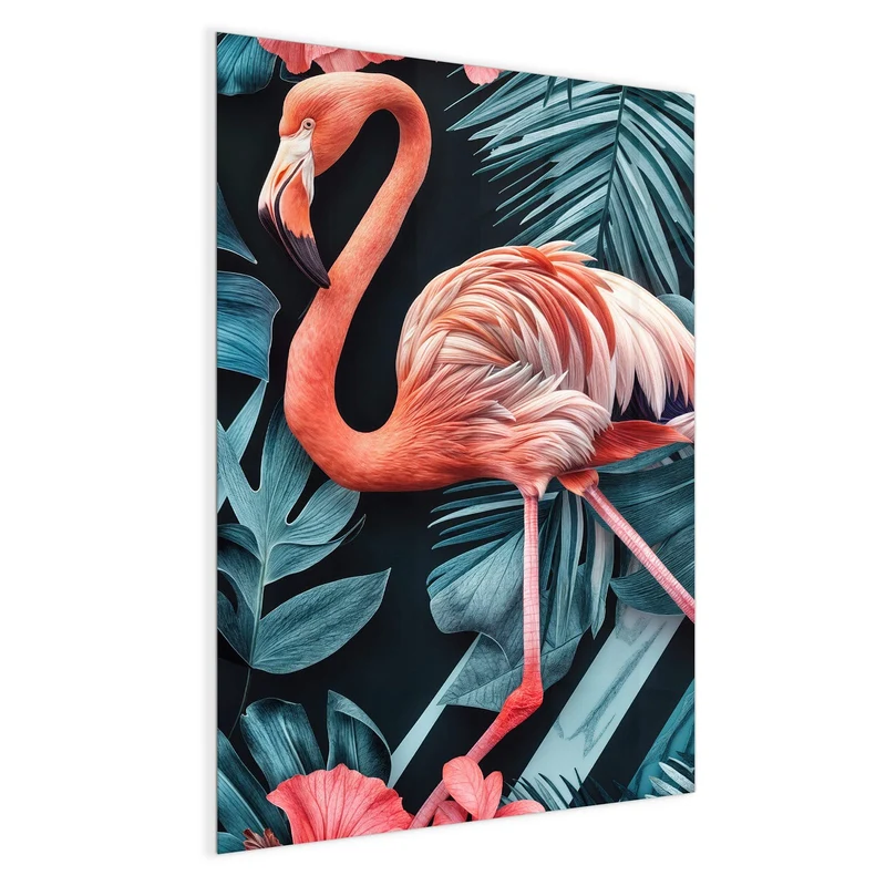 Magnettafel - Flamingo und Hibiskus