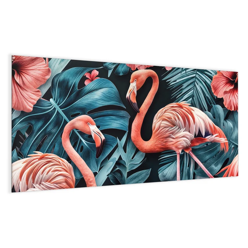 Magnettafel - Flamingo und Hibiskus