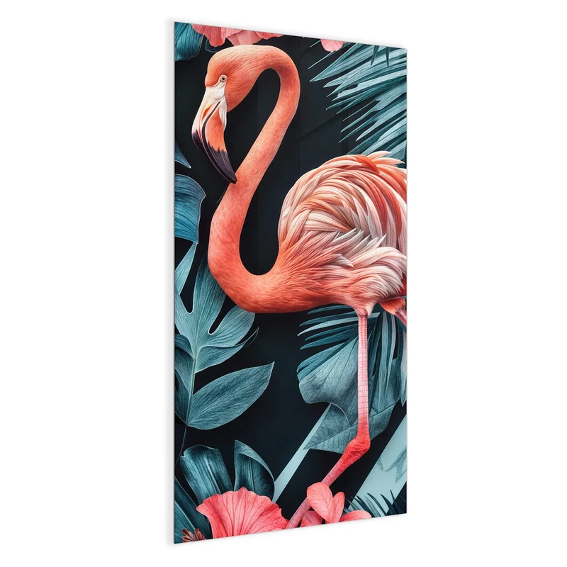 Magnettafel - Flamingo und Hibiskus