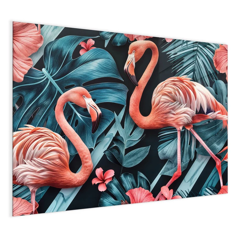 Magnettafel - Flamingo und Hibiskus