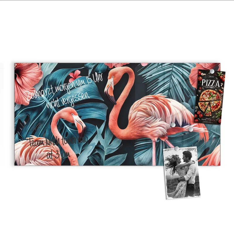 Magnettafel - Flamingo und Hibiskus