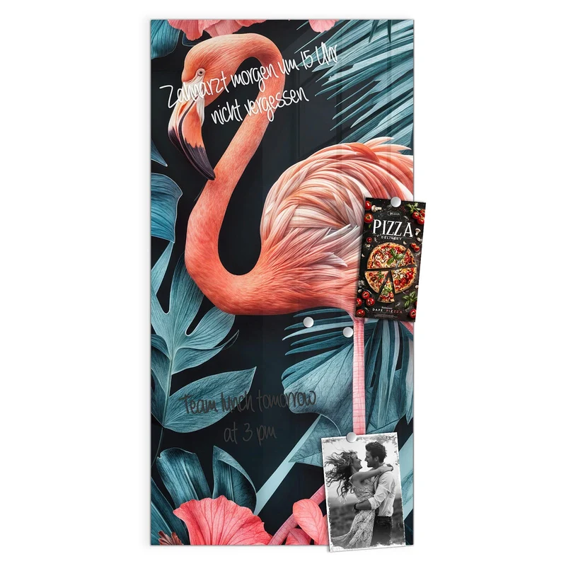 Magnettafel - Flamingo und Hibiskus
