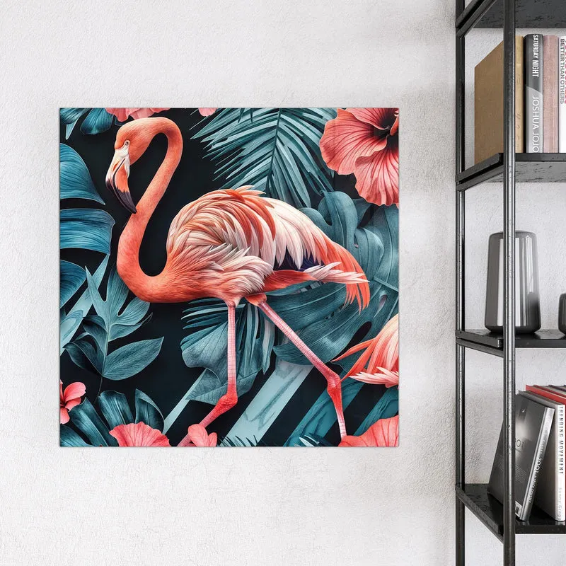 Magnettafel - Flamingo und Hibiskus
