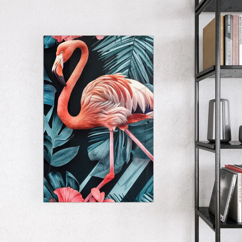 Magnettafel - Flamingo und Hibiskus