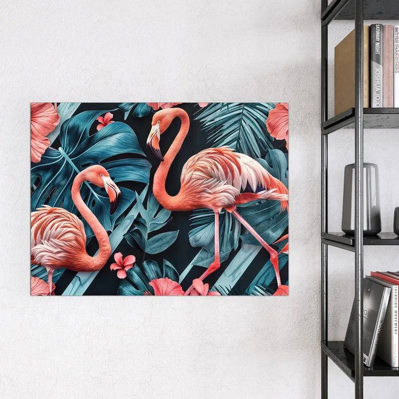 Magnettafel - Flamingo und Hibiskus