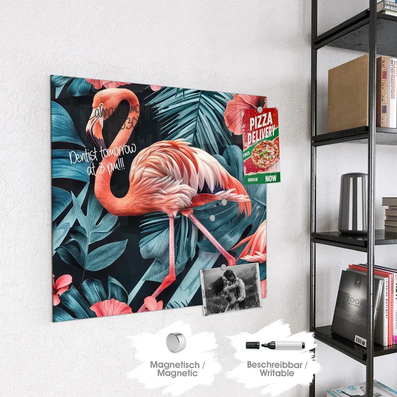 Magnettafel - Flamingo und Hibiskus