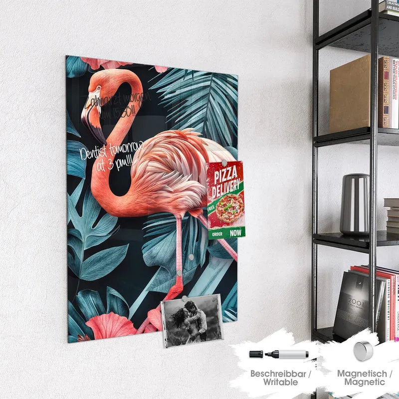 Magnettafel - Flamingo und Hibiskus