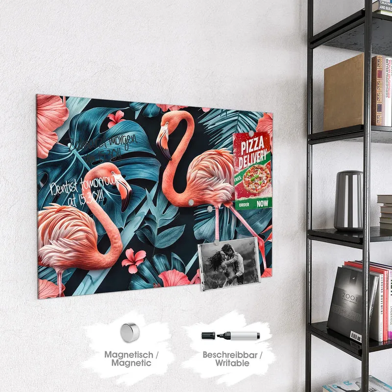 Magnettafel - Flamingo und Hibiskus