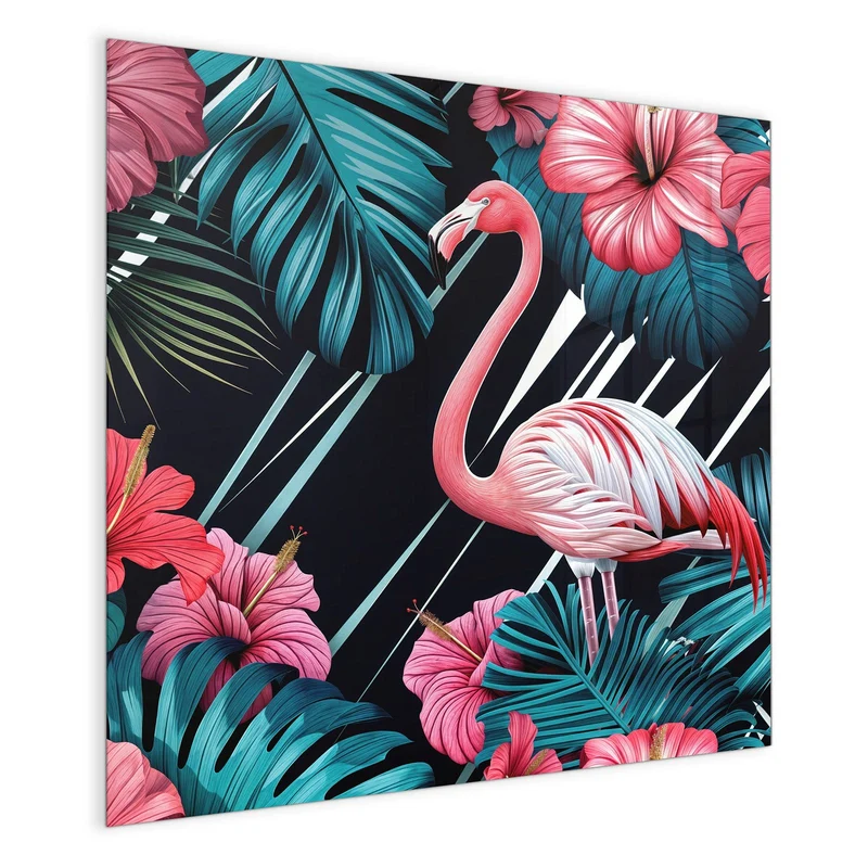 Magnettafel - Flamingo auf Schwarz