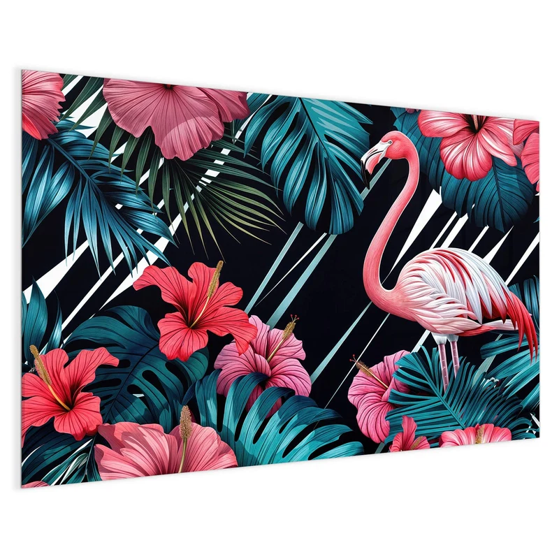 Magnettafel - Flamingo auf Schwarz