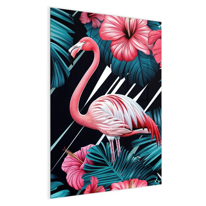 Magnettafel - Flamingo auf Schwarz