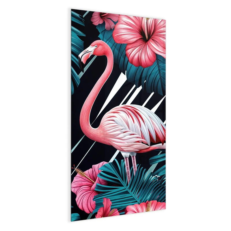 Magnettafel - Flamingo auf Schwarz
