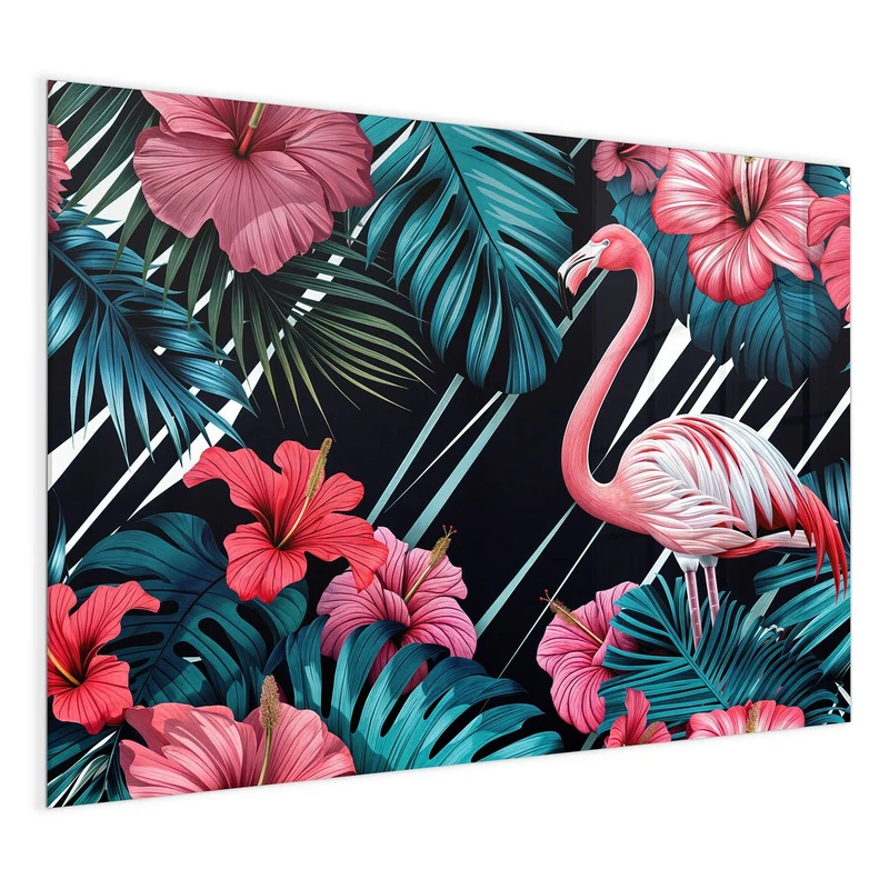 Magnettafel - Flamingo auf Schwarz