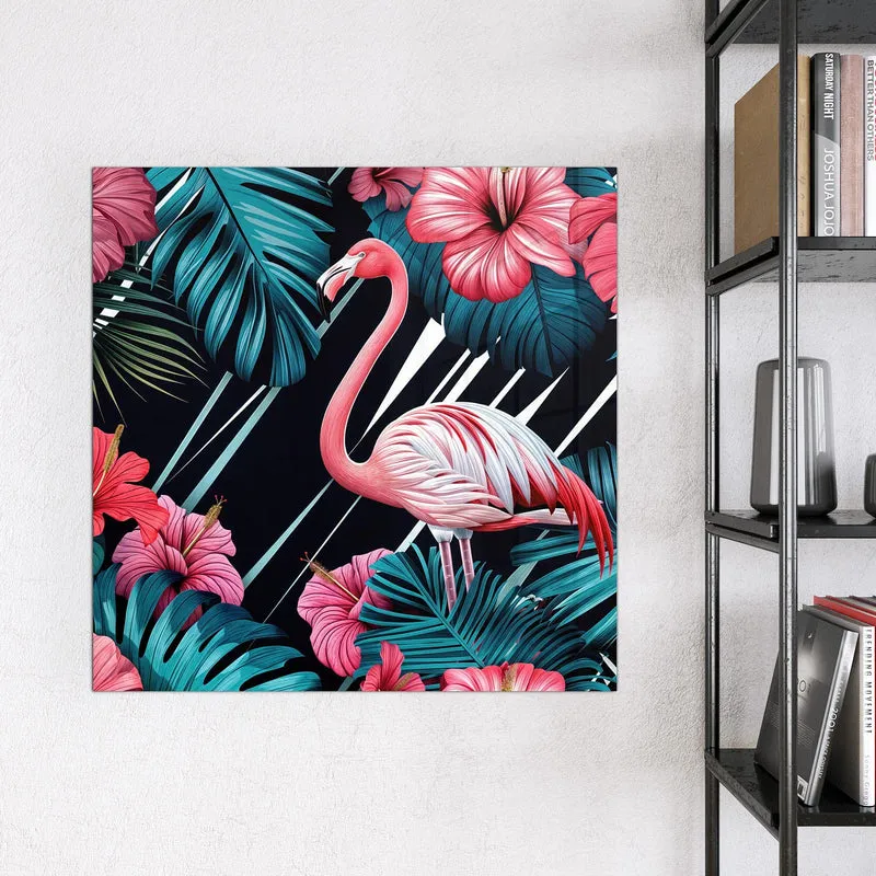 Magnettafel - Flamingo auf Schwarz