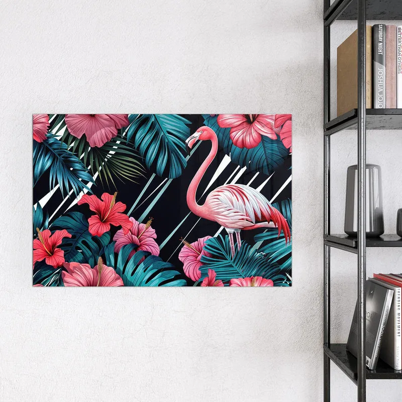 Magnettafel - Flamingo auf Schwarz