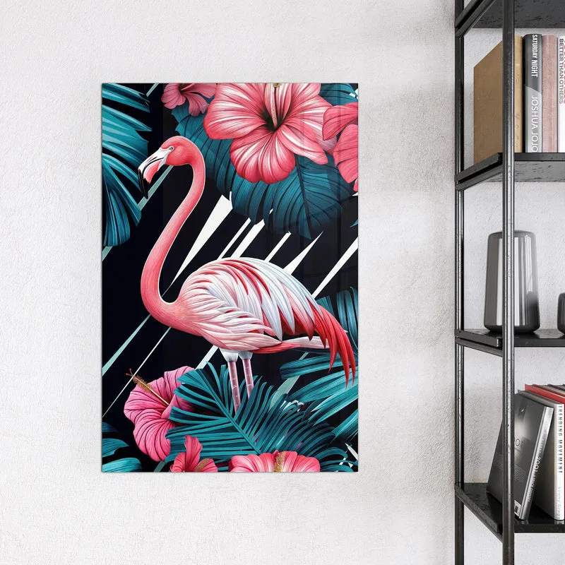Magnettafel - Flamingo auf Schwarz