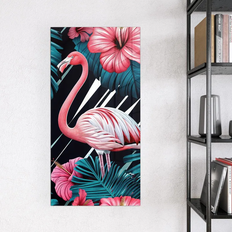 Magnettafel - Flamingo auf Schwarz