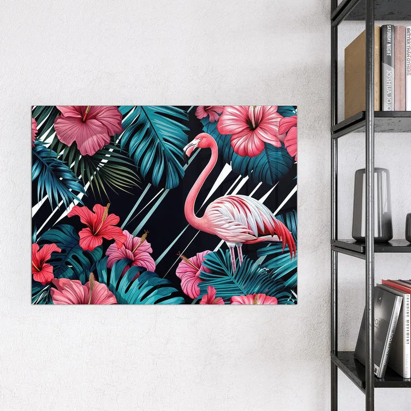 Magnettafel - Flamingo auf Schwarz