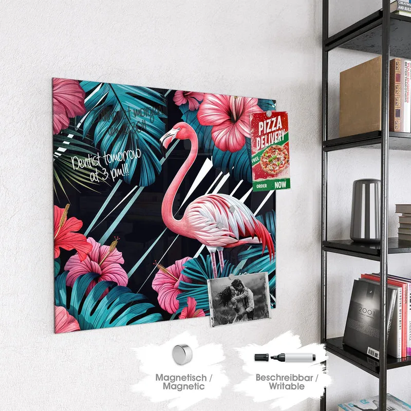 Magnettafel - Flamingo auf Schwarz