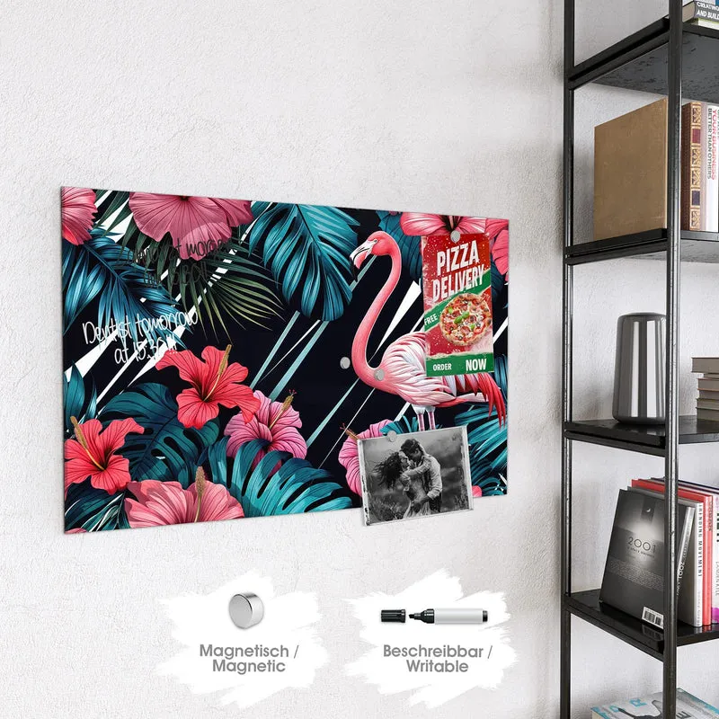 Magnettafel - Flamingo auf Schwarz