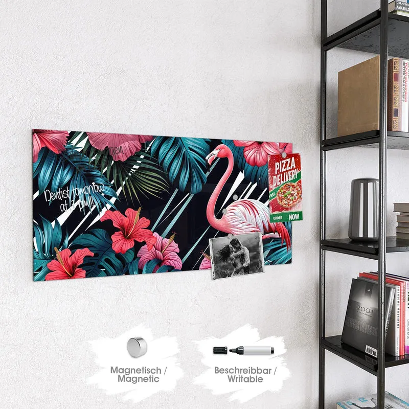 Magnettafel - Flamingo auf Schwarz