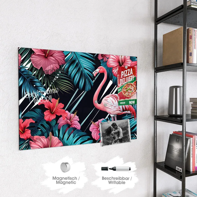 Magnettafel - Flamingo auf Schwarz