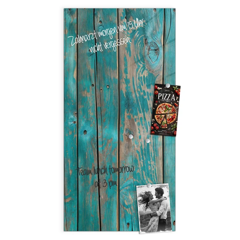 Magnettafel - Türkise Bretterwand