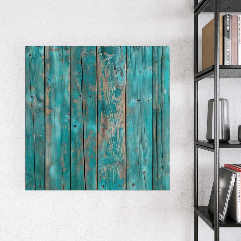 Magnettafel - Türkise Bretterwand