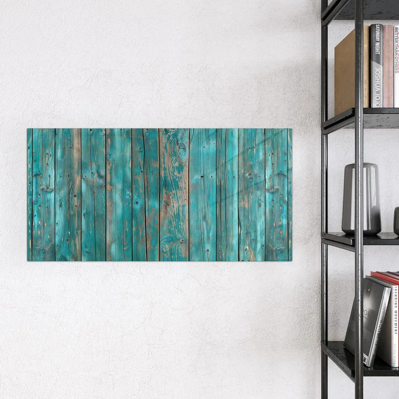 Magnettafel - Türkise Bretterwand