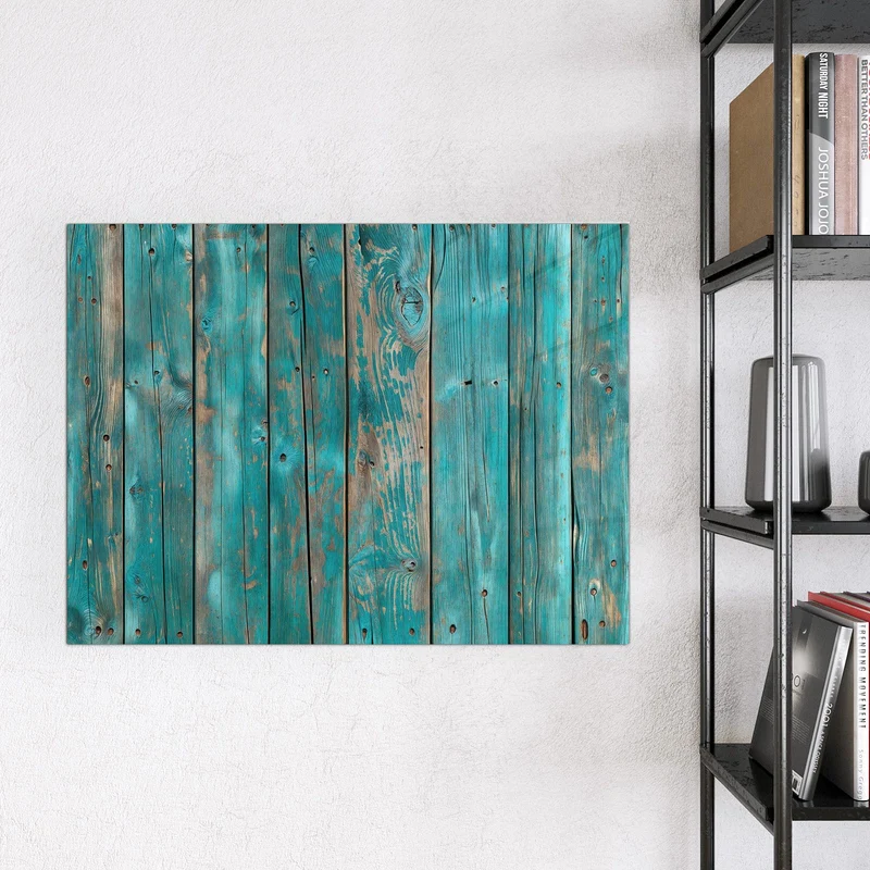 Magnettafel - Türkise Bretterwand