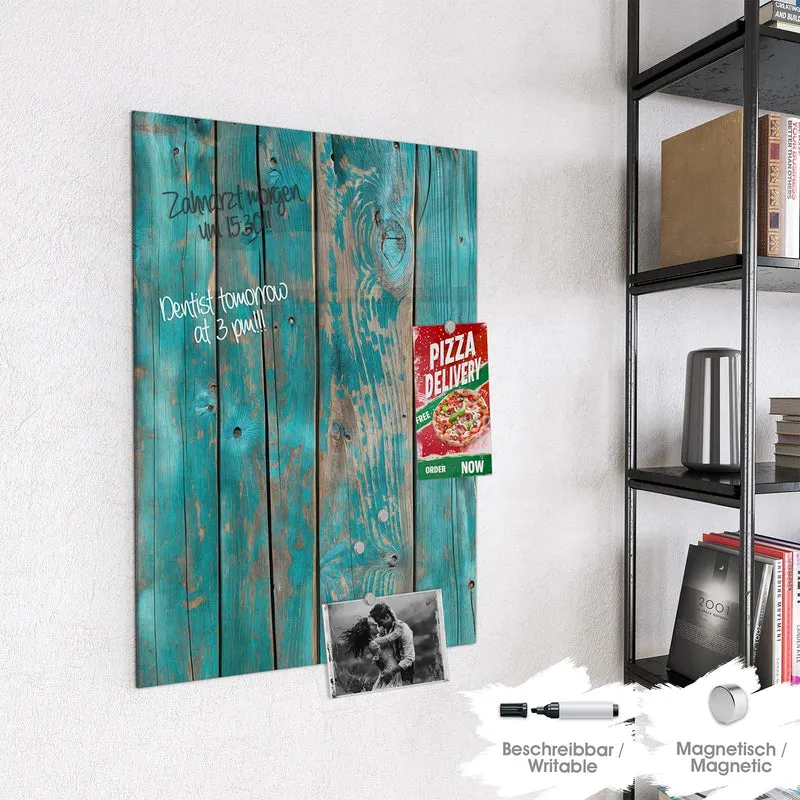 Magnettafel - Türkise Bretterwand