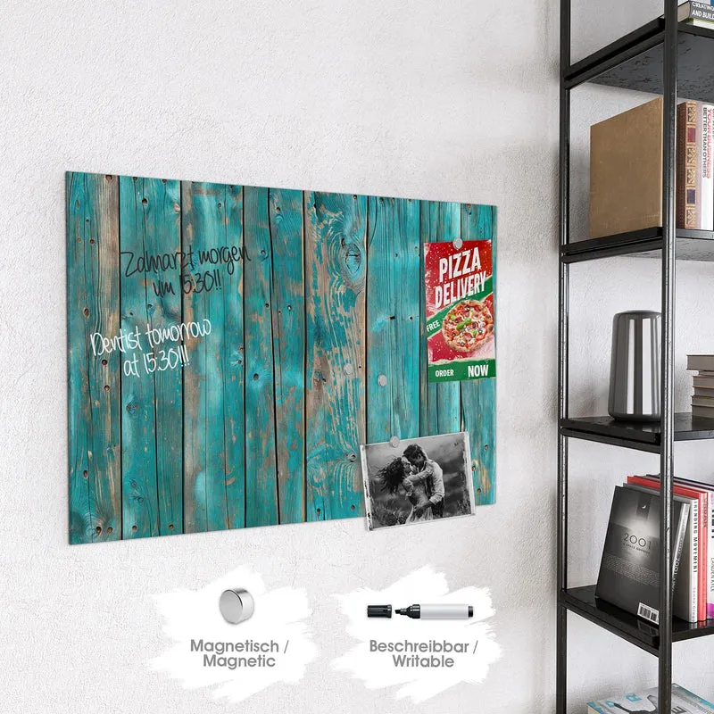 Magnettafel - Türkise Bretterwand