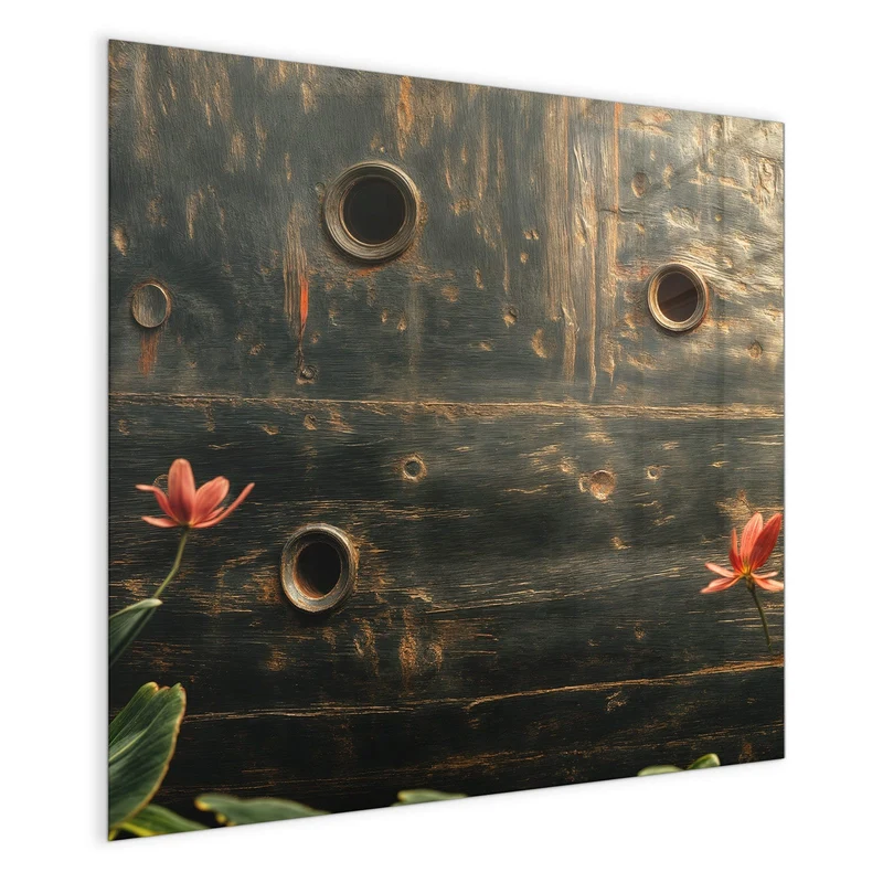 Magnettafel - Rote Blüten am Metall