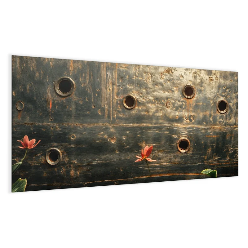 Magnettafel - Rote Blüten am Metall
