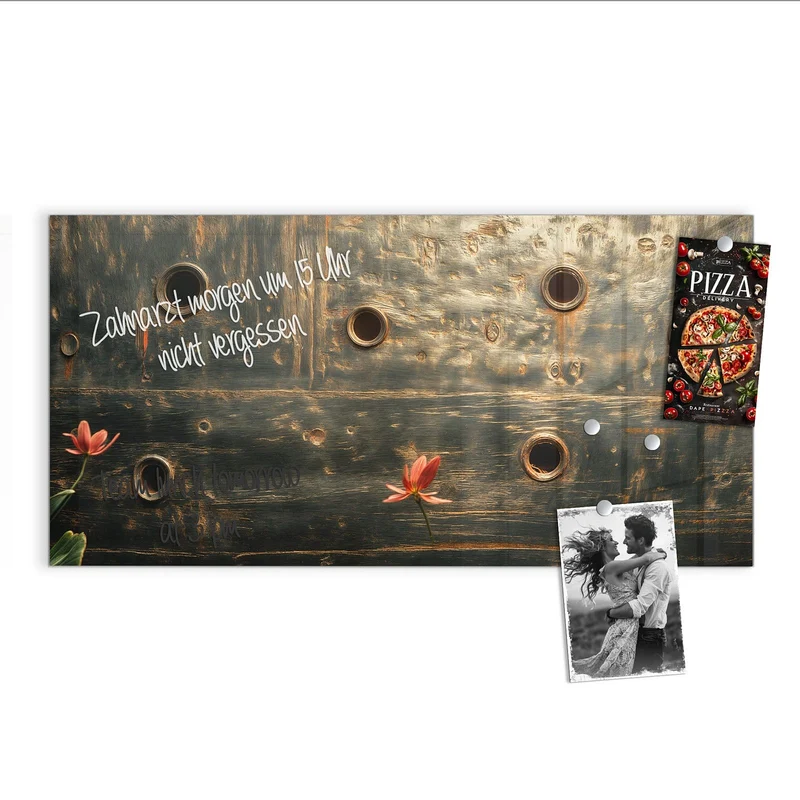 Magnettafel - Rote Blüten am Metall