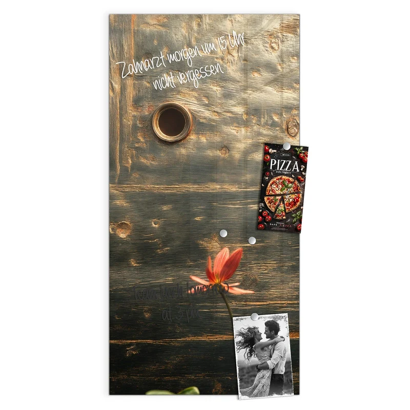 Magnettafel - Rote Blüten am Metall