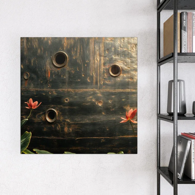 Magnettafel - Rote Blüten am Metall