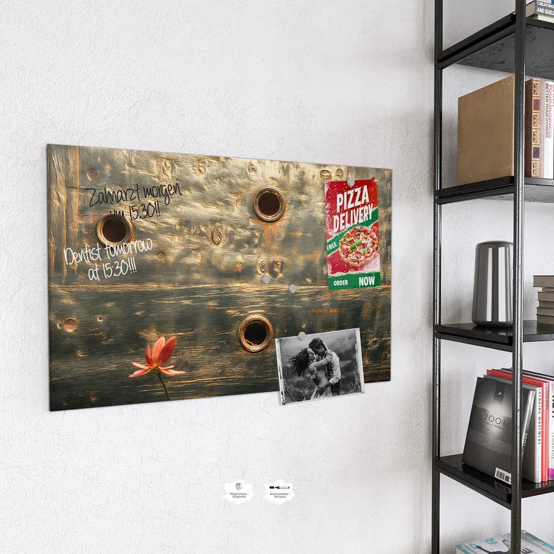 Magnettafel - Rote Blüten am Metall