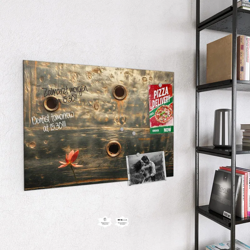Magnettafel - Rote Blüten am Metall