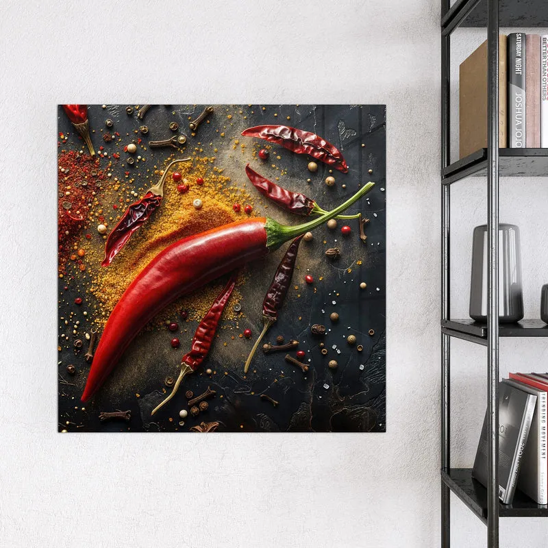 Magnettafel - Chili mit Gewürzen