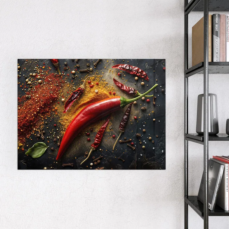 Magnettafel - Chili mit Gewürzen