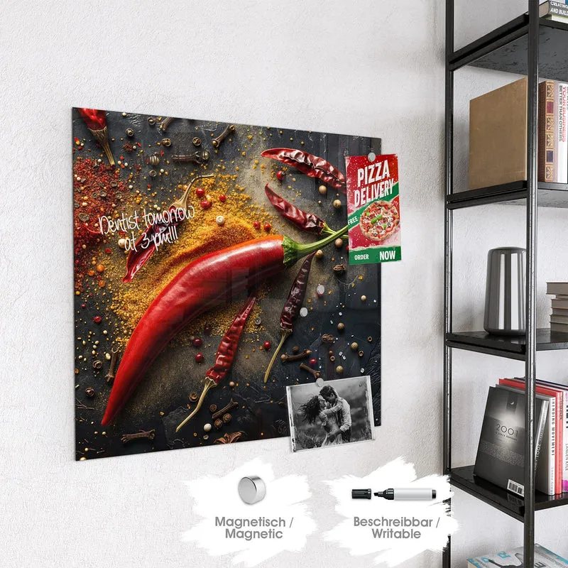 Magnettafel - Chili mit Gewürzen